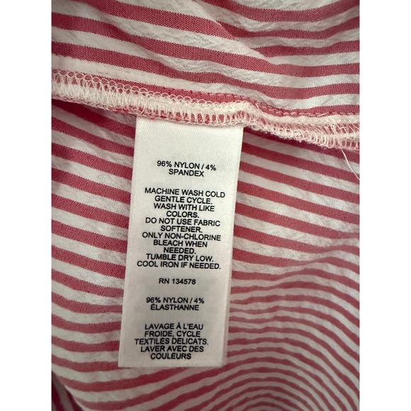 Vineyard Vines Red Striped Tunic Shirt Women's Split Neck 3/4 Sleeve Size Medium - Picture 7 of 9